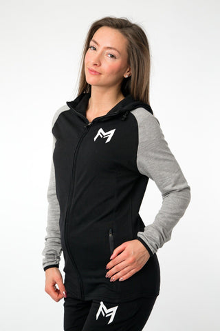 MFit Womens Hoodie <br> Black/Grey - Muscle Fitness Factory
