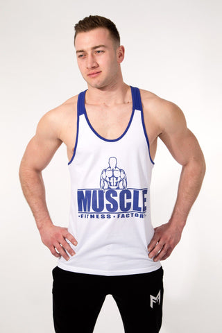 MFF 2Tone Stringer <br> White/Navy - Muscle Fitness Factory