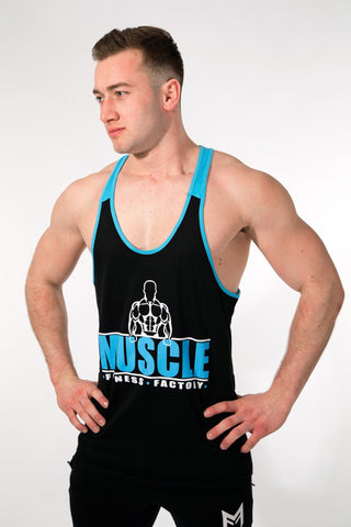 MFF 2Tone Stringer <br> Black/Blue - Muscle Fitness Factory