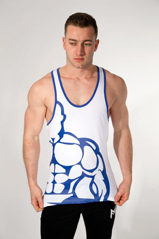 MFF Spartan Stringer <br> White/Navy - Muscle Fitness Factory