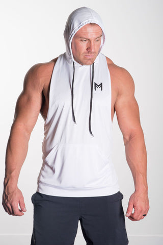MFF Intensity Hooded Tank<br>White - Muscle Fitness Factory