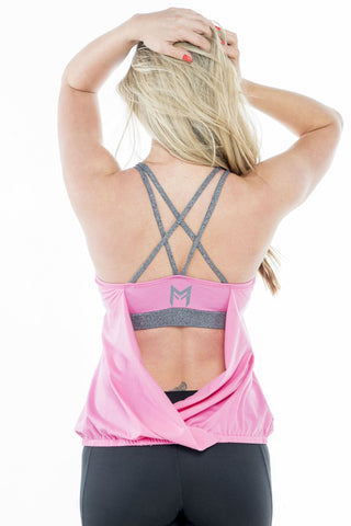 MFF Cross Back Tank<br>Pink - Muscle Fitness Factory
