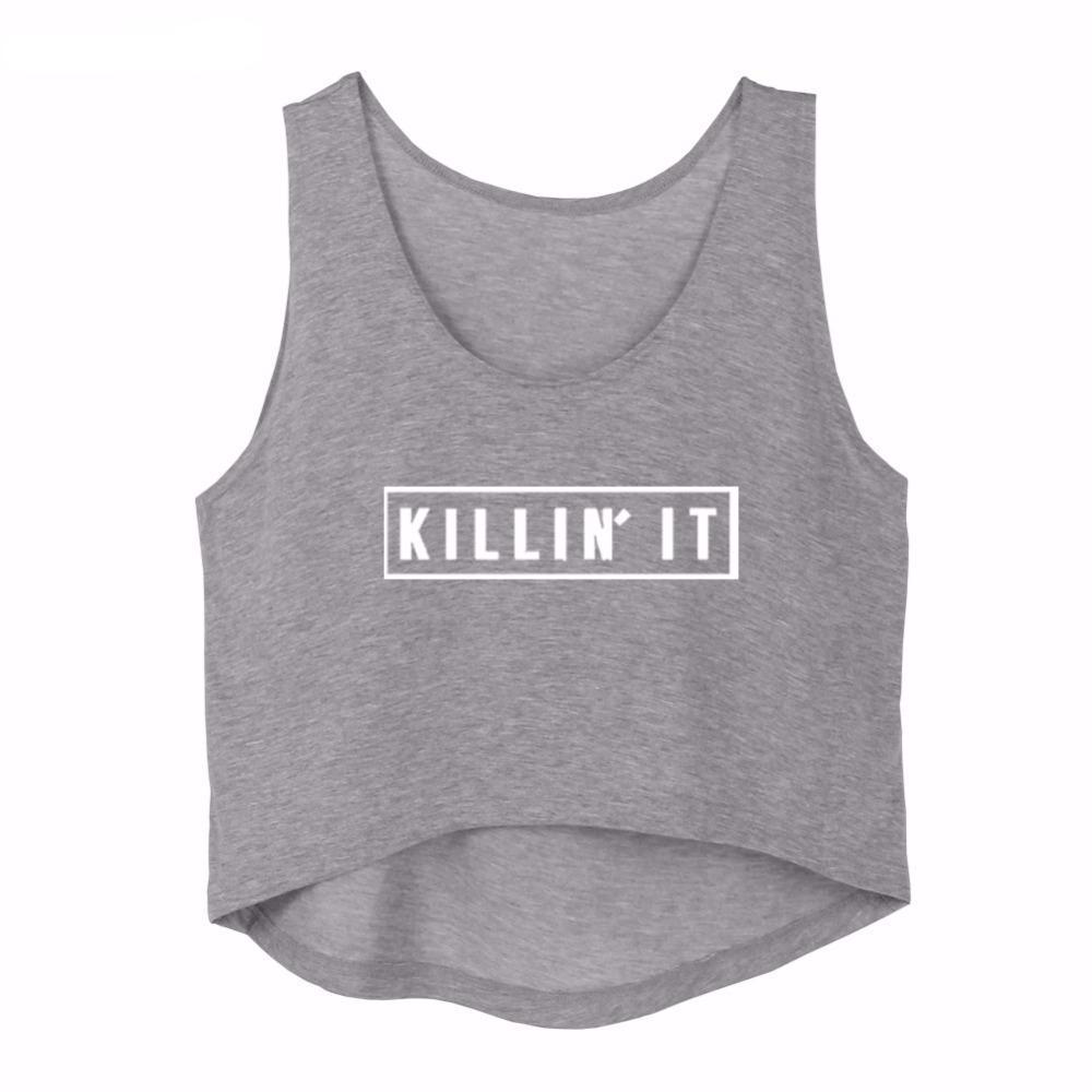 Killin' It Crop Top <br> Grey - Muscle Fitness Factory