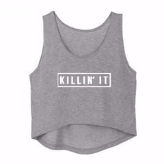Killin' It Crop Top <br> Grey - Muscle Fitness Factory