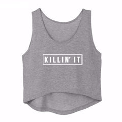 Killin' It Crop Top <br> Grey - Muscle Fitness Factory