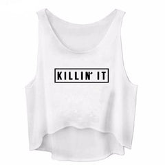 Killin' It Crop Top <br> White - Muscle Fitness Factory