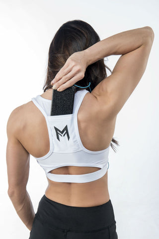 MFit Pocket Back Sports Bra <br> White - Muscle Fitness Factory