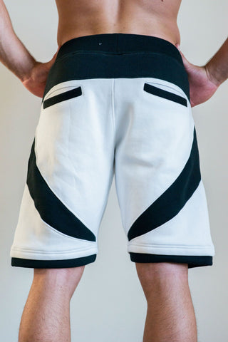 MFit Performance Shorts<br>White/Black - Muscle Fitness Factory