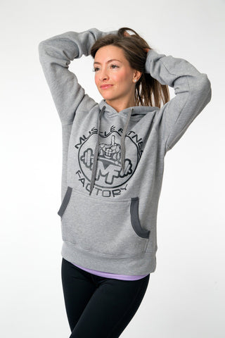 MFF Womens Hoodie <br> Grey/Dark Grey - Muscle Fitness Factory