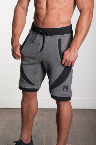 MFit Performance Shorts<br>Grey/Black - Muscle Fitness Factory